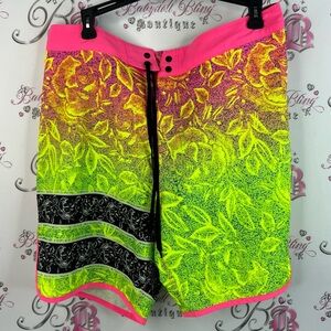 Hurley Phantom shorts swimming trunks beach surf Pink and Yellow Swim Shorts